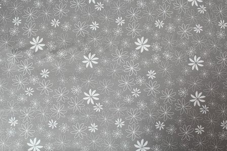 Baumwolljersey Blumen grau