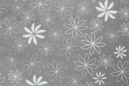Baumwolljersey Blumen grau