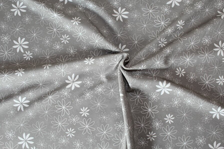 Baumwolljersey Blumen grau