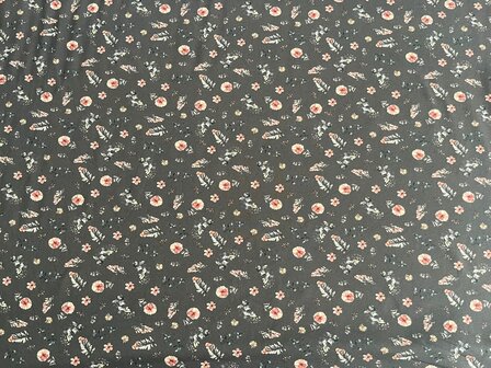 Baumwolljersey Blumen dunkelgrau