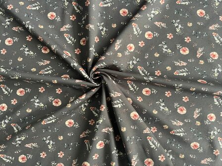 Baumwolljersey Blumen dunkelgrau