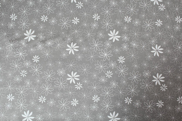 Baumwolljersey Blumen grau