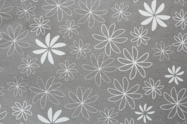 Baumwolljersey Blumen grau