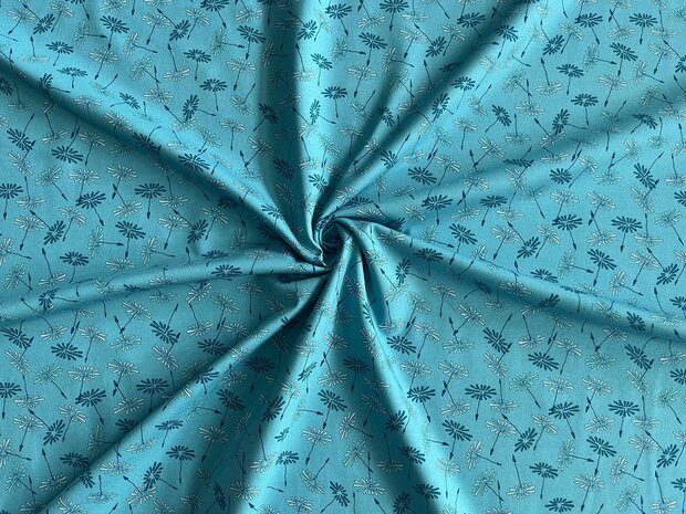 Baumwolljersey Pusteblumen blau
