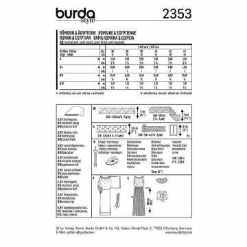Burda Schnittmuster, Kost&uuml;m R&ouml;merin und  &Auml;gypterin