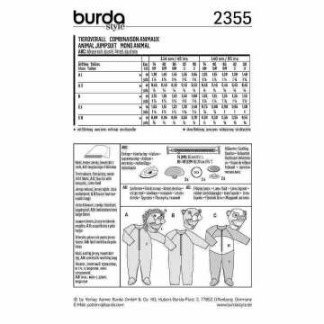 Burda Schnittmuster, Kinder Tieroverall