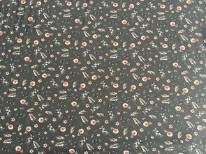 Baumwolljersey Blumen dunkelgrau